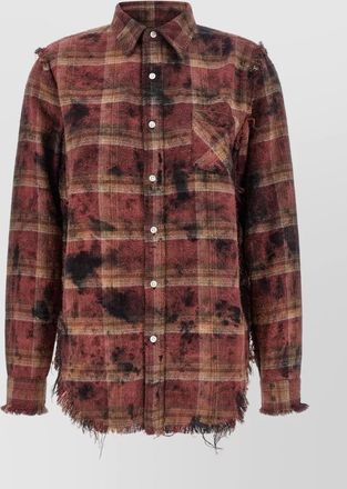 R13 checked fringed asymmetric cotton shirt