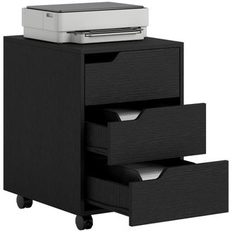 OEM Cajonera De Oficina Con Ruedas 3 Cajones Cajonera Para Escritorio Estudio 40x50x57,5 Cm Negro