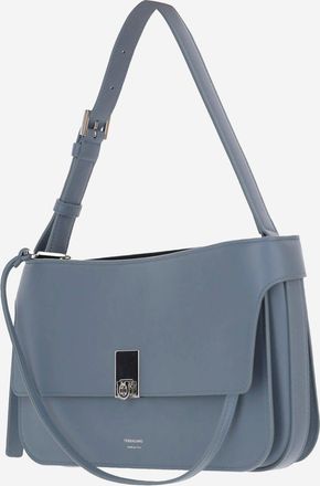 Ferragamo Womens Shoulder Bag Hug Leather Seaglass-Black Calf Seaglass/black