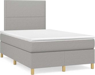 vidaXL Vidaxl - Cama Box Spring Con Colch&oacute;n Tela Gris Claro 120x190 Cm