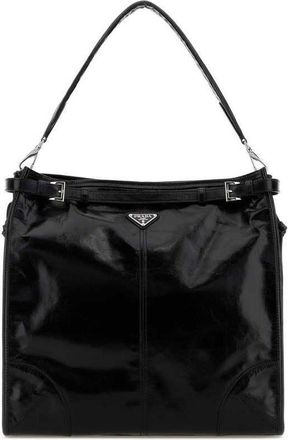 Prada Black Leather Prada Bonnie Shopping Bag Nero Borse A Mano