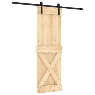 vidaXL Puerta Corredera Natural Y Negro 70 X 210 Cm Vidaxl