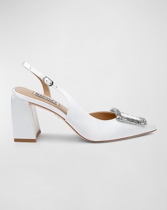 Badgley Mischka Adaline Glitter Buckle Slingback Pumps