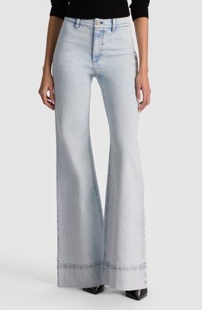 Alice & Olivia Gorgeous High Waist Flare Jeans in Darla Light Indigo at Nordstrom, Size 24