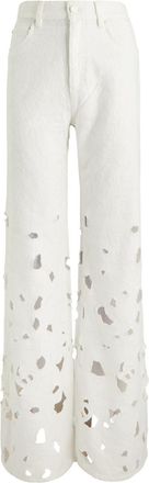 Alice & Olivia Weezy Floral-embroidered Wide-leg Jeans - Off White - 24 (W24 / UK6 / XS)