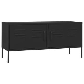 Berkfield Home TV Cabinet Black 105x35x50 cm Steel | Size: 105 x 35 x 50 cm