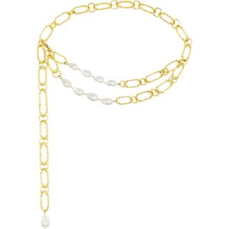 Petit Moments Mila Faux Pearl Chain Belt in Gold at Nordstrom