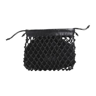 Frankie Shop Morgan Leather Macram&eacute; Small Pouch - female - The Frankie Shop - Bucket Bags - Black - ONE SIZE - Bags