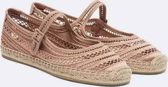 Tory Burch Open Weave Mary Jane satin espadrilles