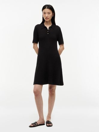 Tommy Hilfiger Womens Short-Sleeve Cable Knit Polo Mini Dress - Black - XXL