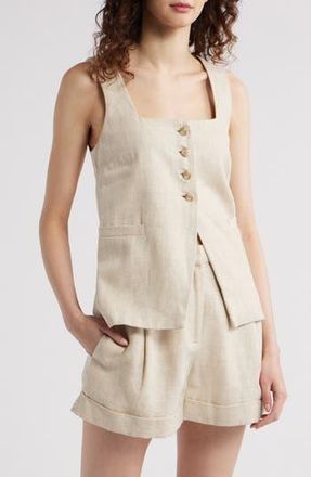 Faithfull The Brand Jackie Linen Vest in Natural at Nordstrom Rack, Size Large