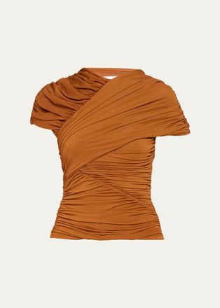 Ronny Kobo Montana Ruched Cap-Sleeve Top