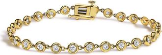 House of Brilliance 10K Yellow Gold 1 1/2 Cttw Lab Grown Diamond Bezel Link Bracelet