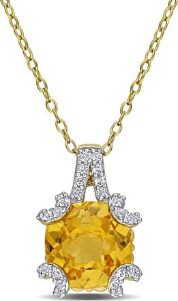 Mimi & Max 4 3/5ct TGW Citrine White Topaz Necklace Yellow Silver