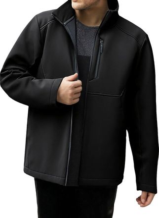 Generic Winter Waterproof Jackets for Men UK Warm Soft Shell Fleece Lined Hiking Bomber Coats Casual Stand Collar Outdoor Camping Tops with Pockets Black,4XL