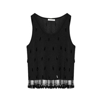 By Malene Birger Hysa Bead-embellished Fringe Top