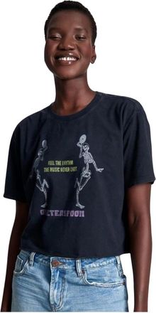One Teaspoon Printed T-Shirt - Dames - T-shirts - Blauw - 2XS - Katoen - Tops