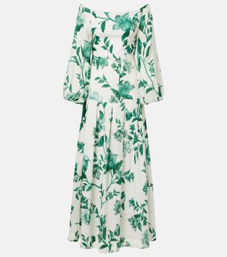 Agua Bendita Senlis printed off-shoulder linen maxi dress