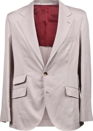 Brunello Cucinelli Beige Silk Three-Button Suit, Brand Size 54 (US Size 44)