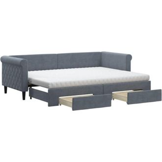vidaXL Vidaxl - Sof&aacute; Cama Nido Con Cajones Terciopelo Gris Oscuro 80x200 Cm