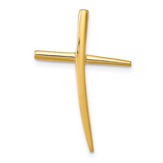 Diamond2Deal 14k Yellow Gold Polished Curved Cross Chain Slide