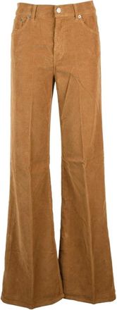 Dondup Broeken, Dames, Beige, W32, Katoen, Amber Wide Leg Fit