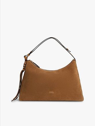 Tommy Hilfiger Metal Logo Suede Shoulder Bag