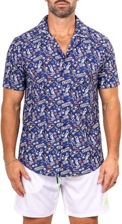 Maceoo Marthy Black Camp Shirt in Blue/Black at Nordstrom, Size 2