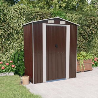vidaXL Garden Shed Dark Brown 75.6x42.5x87.8 Galvanized Steel