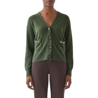 L.k. Bennett Pami Lambswool Cardigan in Dark Khaki at Nordstrom, Size Xx-Large