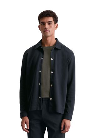 Marc O'Polo Hemdjacke MARC OPOLO, Herren, Gr. XL, blau (schwarz navy), Obermaterial: 68% Baumwolle, 17% Polyester, 15% Elasthan, normal, Manschette, Jacken Hemdja