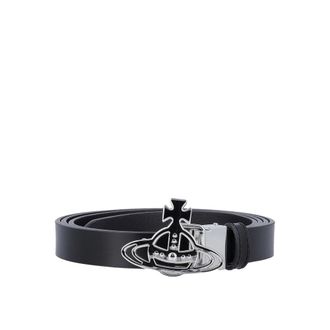 Vivienne Westwood Belts, female, Black, Size: ONE SIZE Small Line Orb Buckle Belt