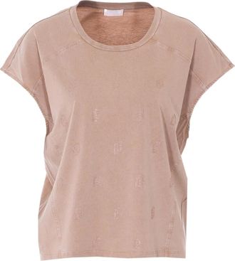Liu Jo strass-details T-shirt - women - Cotton - S - Pink