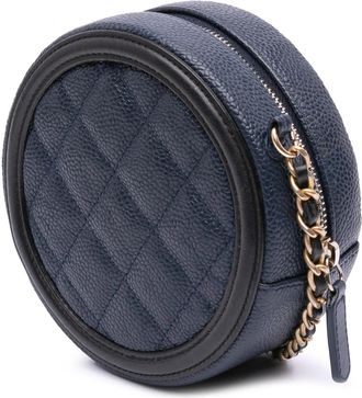 Chanel Hobo Bags - 2019 Caviar CC Filigree Round Crossbody Bag - Gr. unisize - in Blau - für Damen