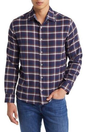 Stone Rose Tricolor Plaid Dry Touch Performance Button-Up Shirt in Navy at Nordstrom Rack, Size Xx-Large