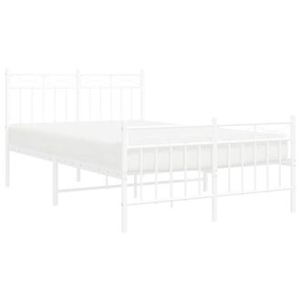 Berkfield Home Metal Bed Frame with Headboard & Footboard White 120x200 cm | Size: Small Double