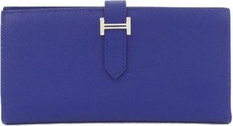 Herm&egrave;s Blue Blue Electric Epsom Leather Long Wallet (Bi-Fold) (Pre-Owned)
