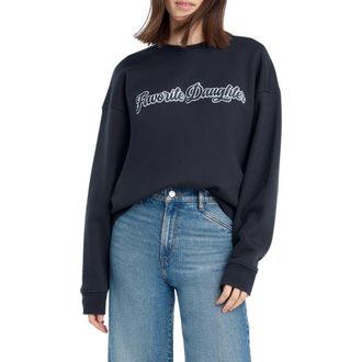 Favorite Daughter The Varsity Sweatshirt in Navy/White at Nordstrom, Size Xx-Large