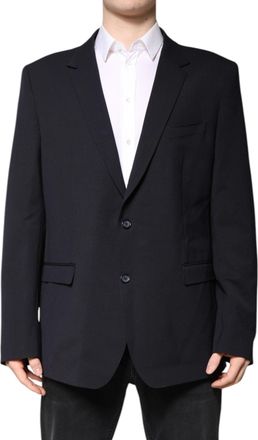 Dolce & Gabbana Mens Dark Blue Wool Single Breasted Coat Blazer Clothing