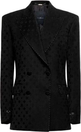 John Richmond Double-breasted Blazer met Geometrisch Motief - Dames - Blazers - Zwart - M - Wol - Jassen