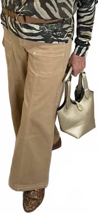Skies Are Blue Clothing Twill Wide Leg Pant In Taupe