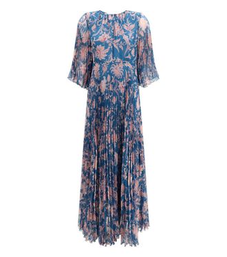Etro Blue Floral V Neck Maxi Dress