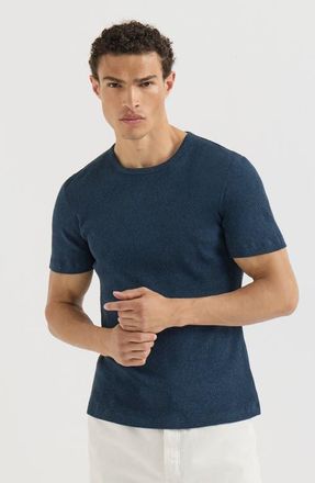 Brunello Cucinelli Denim-effect ribbed cotton jersey crew neck T-shirt in Navy Blue at Nordstrom, Size Xxx-Large Eu