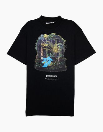Palm Angels Mens Palm Angels Hunting In The Forest T Shirt Black/light Blue - Size: 34