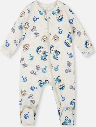 Deux par Deux One-Piece Organic Cotton Pajama Monkey in Beige at Nordstrom, Size 12M