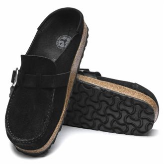 Birkenstock Womens Buckley Suede Moccasins In Black