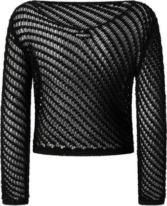 Pinko Faglia Knit - Dames - Ronde hals truien - Zwart - XS - Polyester - Truien & Vesten