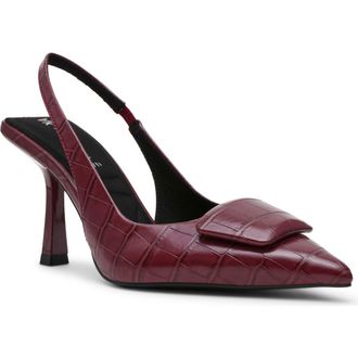 Anne Klein Ilani Slingback Pump in Burgundy Croco Pu at Nordstrom Rack, Size 8.5