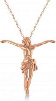 Allurez Crucified Jesus Christ Pendant Necklace 14k Rose Gold