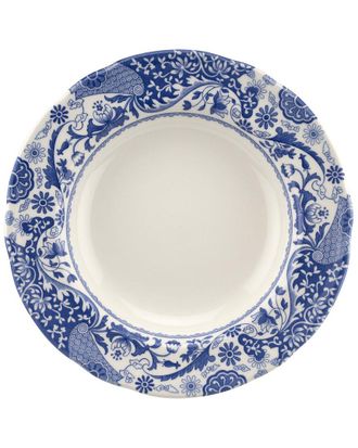 Spode Set Of 4 Blue Italian Brocato 9In Soup Plates
